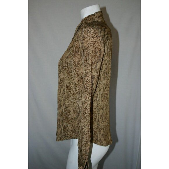 Spenser Jeremy Women's Blouse Brown Size 4 Rattlesnake Scales Abalone Buttons - Picture 11 of 12